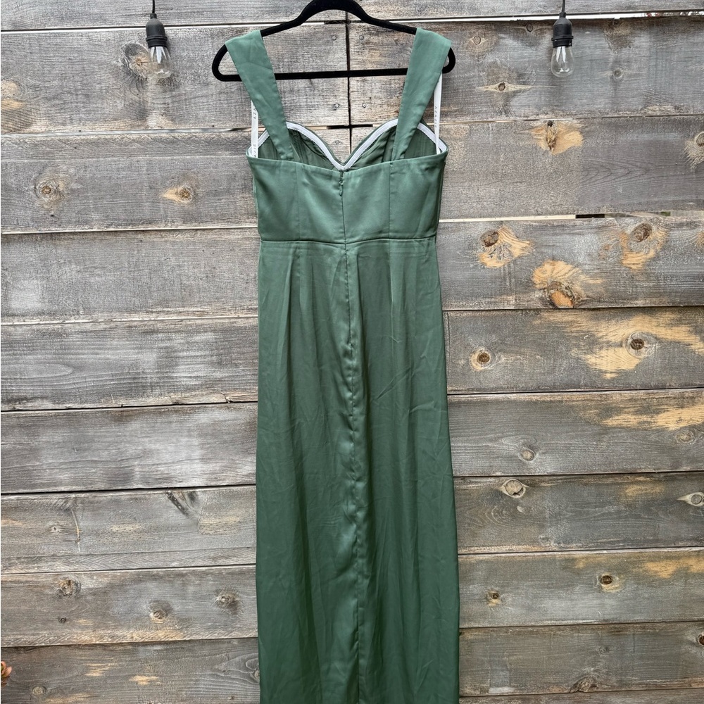 Azazie Mila Stretch Satin Eucalyptus A10 - Picture 2 of 6